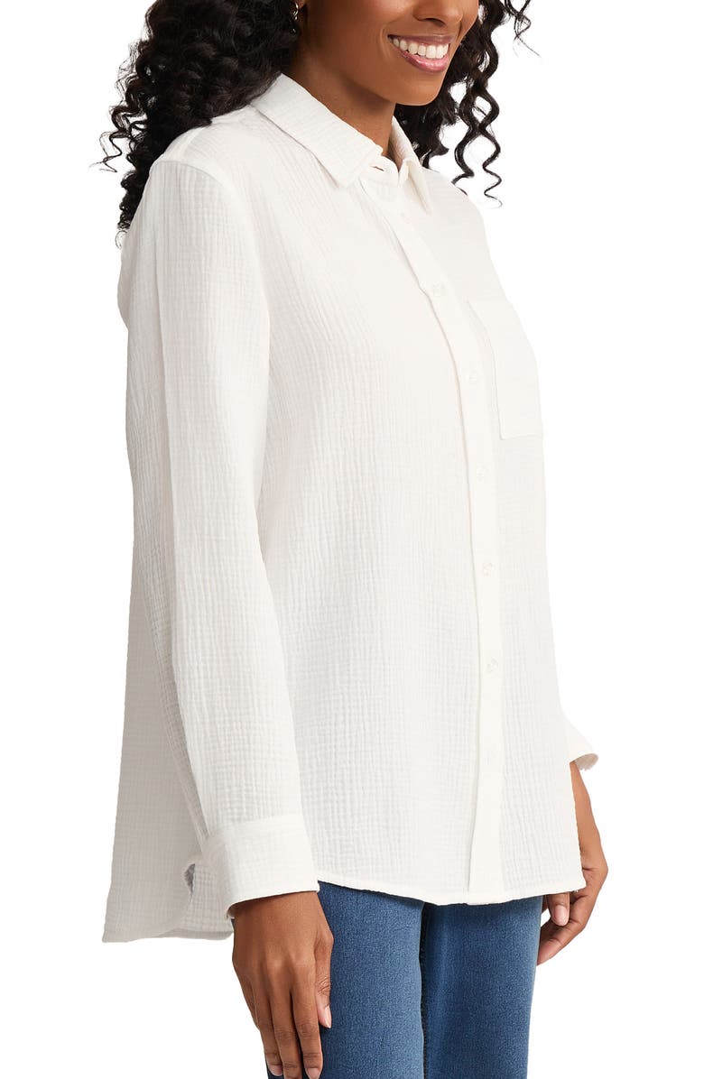 Jones New York Gauze Shirt, Alternate, color, Natural White