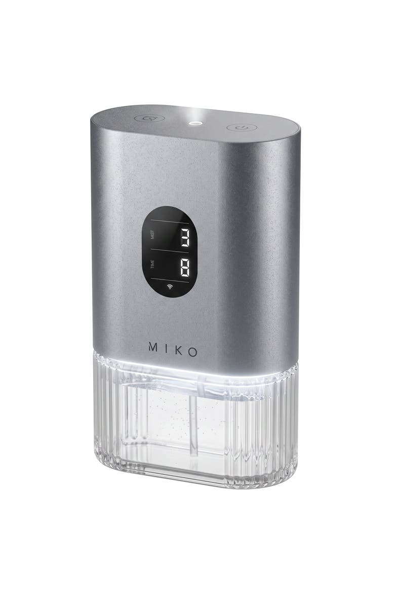 Aura App Controlled Waterless Aroma Diffuser with Essential Oils, Main, color, Metallic Grey