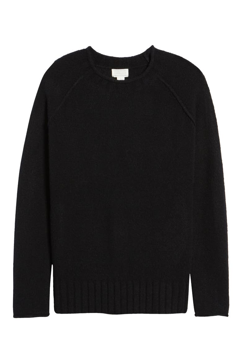 Cozy Rolled Crewneck Sweater, Alternate, color, BLACK