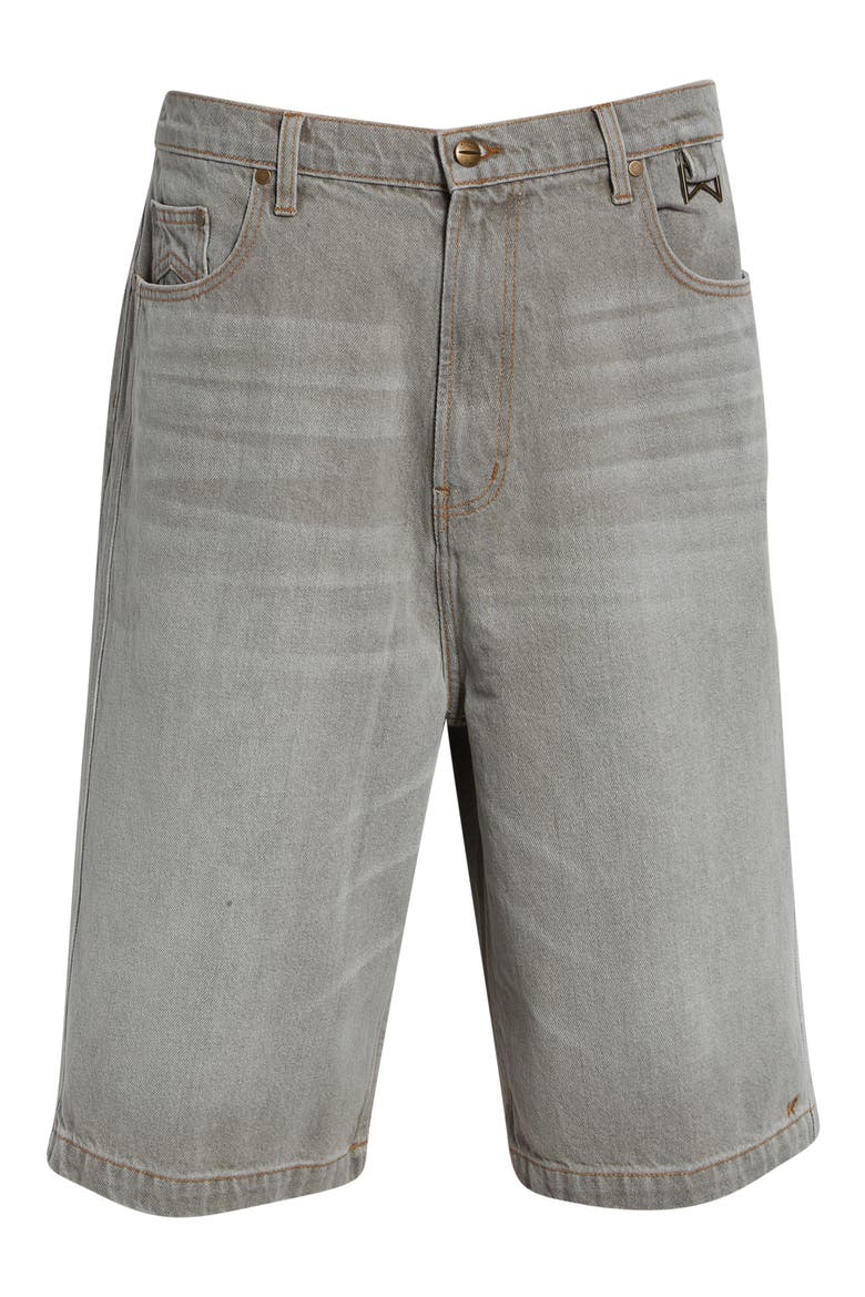 Baggy Traxedo Denim Shorts, Alternate, color, LIBERTY GREY