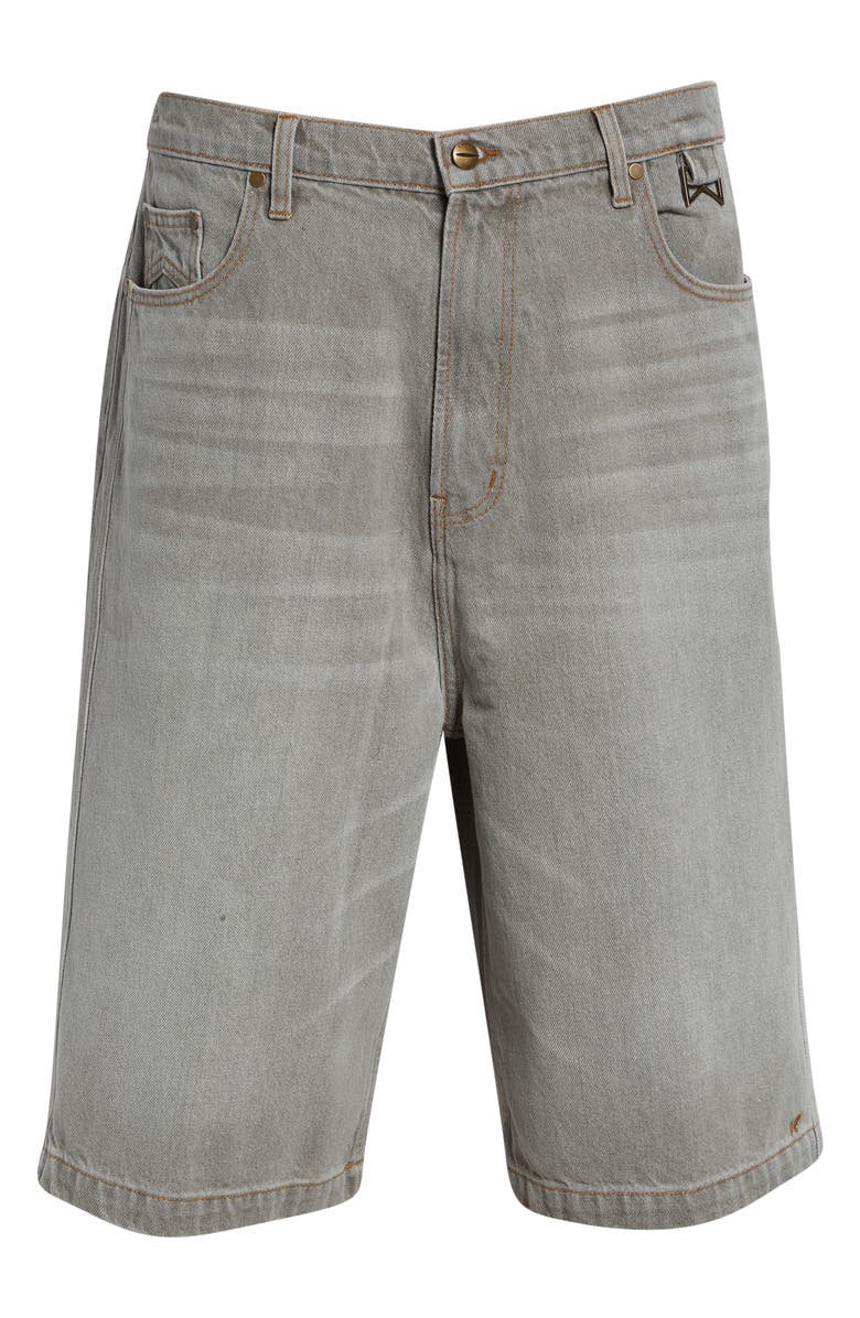Rhude Baggy Traxedo Denim Shorts, Main, color, Liberty Grey