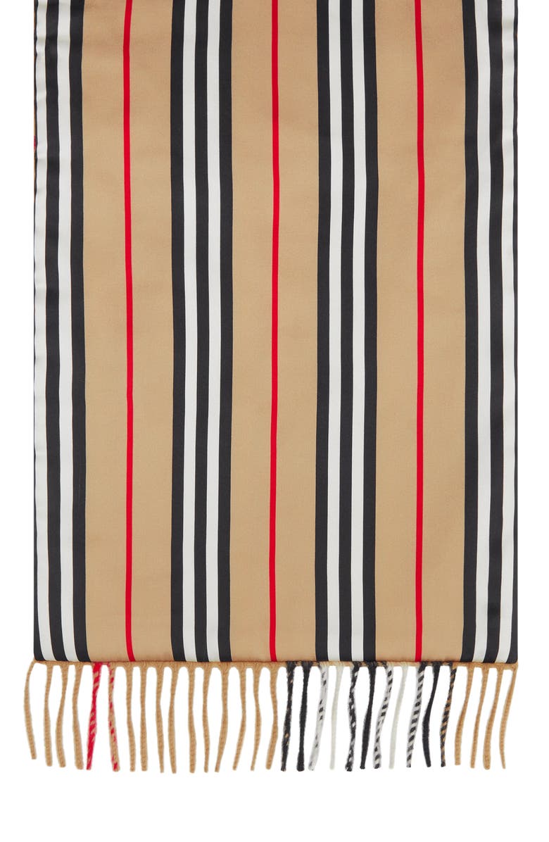 Burberry Giant Check Icon Stripe Cashmere & Mulberry Scarf, Alternate, color, 