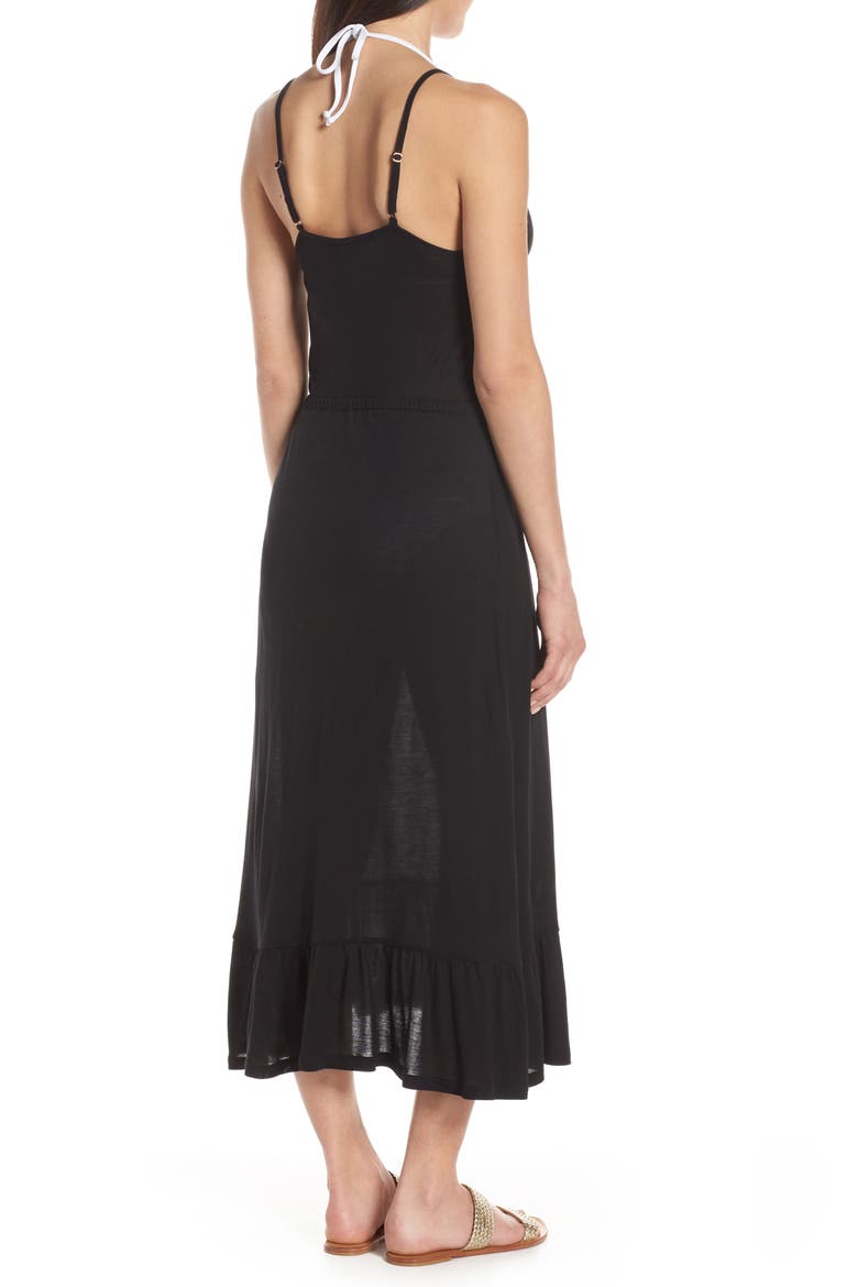 Breezy Cinch Front Cover-Up Dress, Alternate, color, BLACK