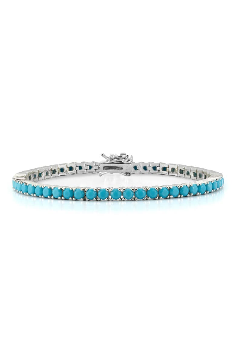 Faux Turquoise Tennis Bracelet, Main, color, SILVER