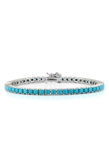 Shop Chloe & Madison Chloe And Madison Faux Turquoise Tennis Bracelet In Silver