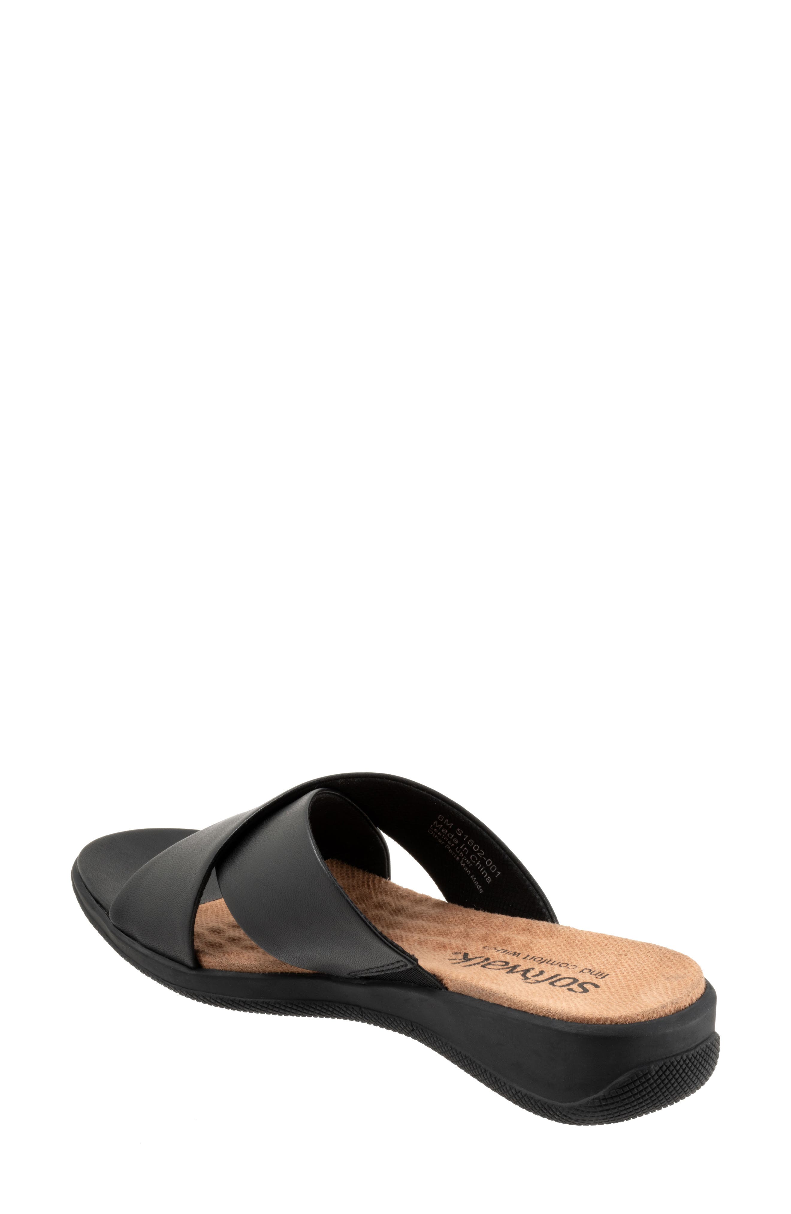 SoftWalk<sup>®</sup> 'Tillman' Leather Cross Strap Slide Sandal, Alternate, color, Black