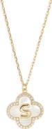 Argento Vivo Sterling Silver Clover Mother-of-Pearl Initial Pendant Necklace