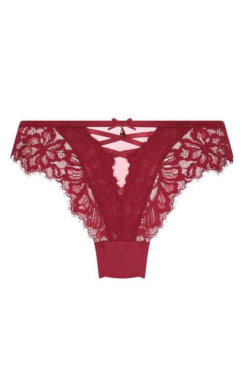 Shop Hunkemoller Hunkemöller Charlotta Lace Trim Brazilian Panties In Chili Pepper