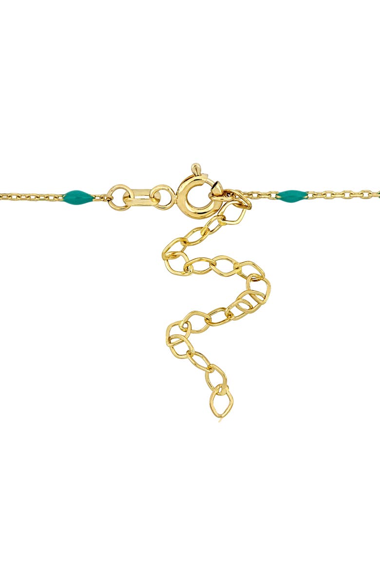 Green Enamel Fish Station Necklace 14K Gold, Alternate, color, Green