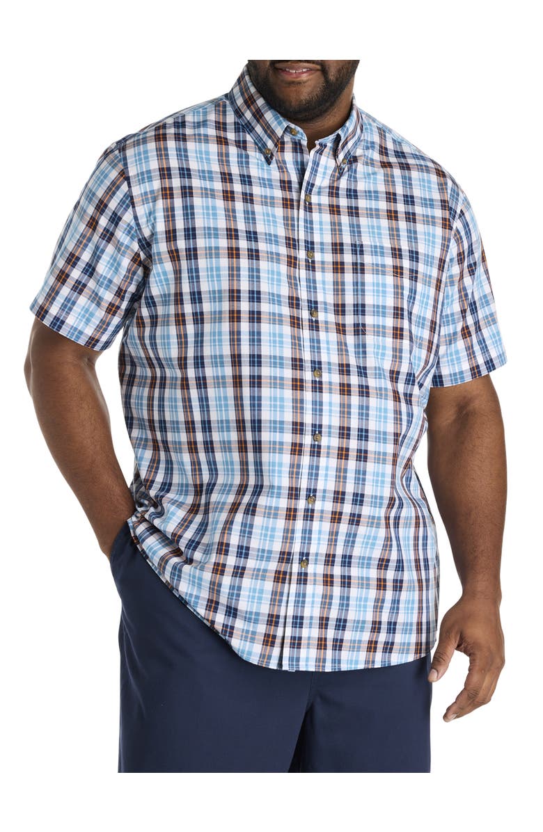 Harbor Bay by DXL Big & Tall Easy-Care Plaid Sport Shirt, Main, color, Blue Multi