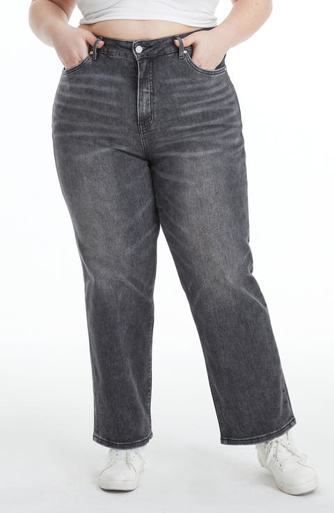 High Waist Straight Leg Jeans (Plus)
