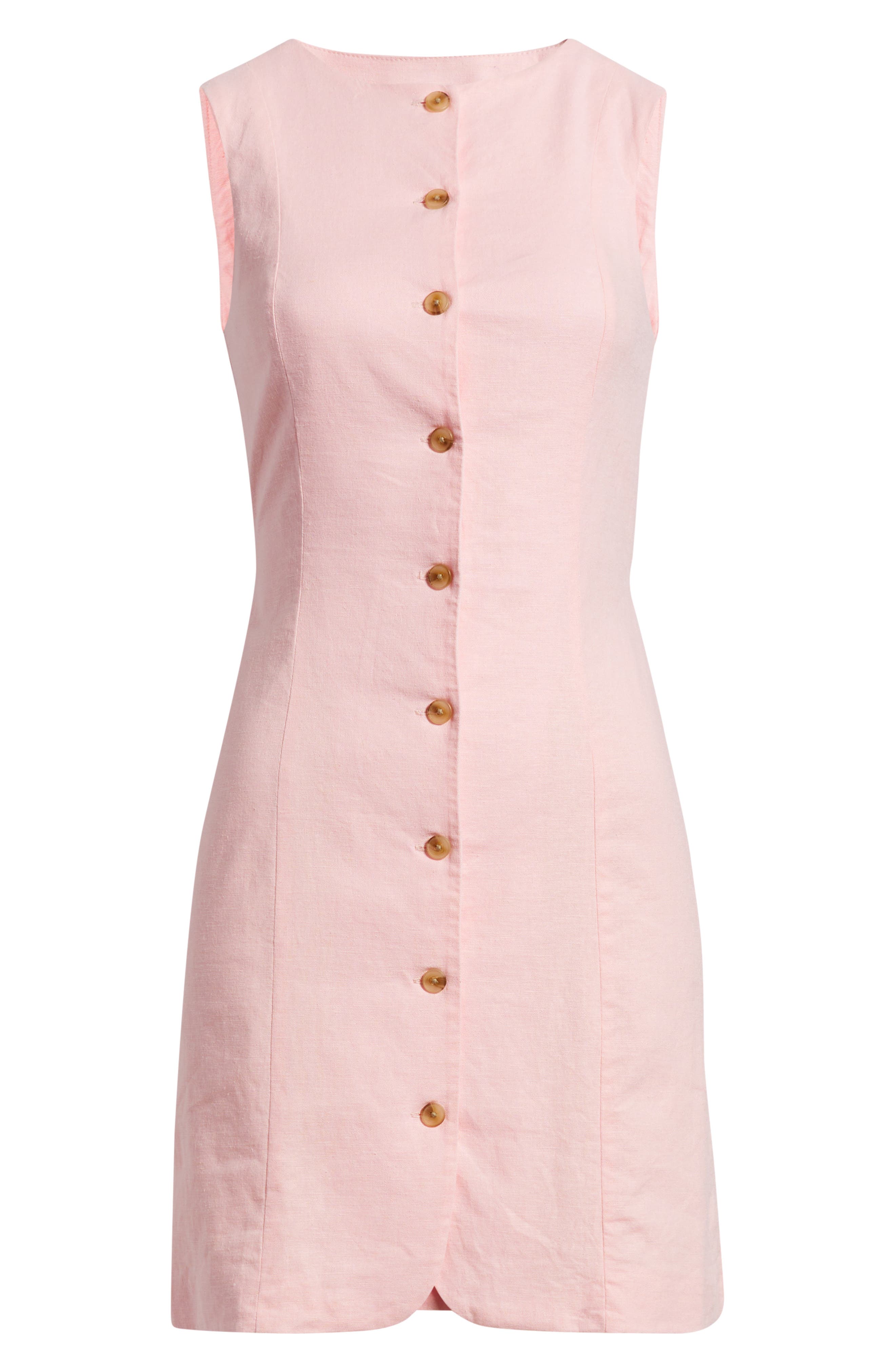 Button Front Linen Blend Dress - image 3