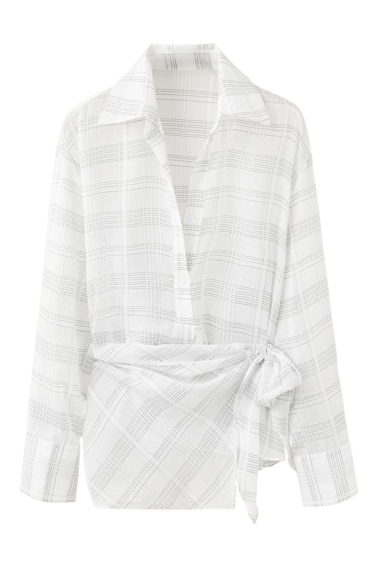 Check Oversize Tie Side Top, Alternate, color, ECRU