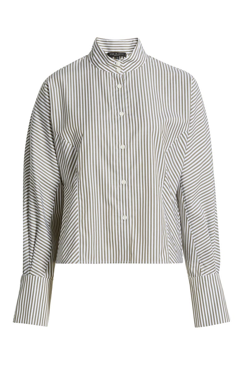 Dustin Striped Cotton Poplin Shirt, Alternate, color, OLIVE STRIPE