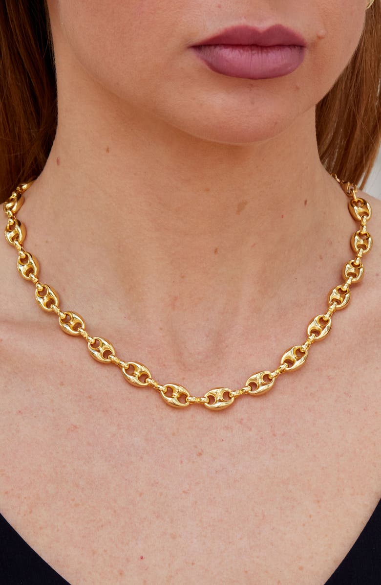 SAVVY CIE JEWELS Puffy Mariner Link Necklace, Alternate, color, Yellow