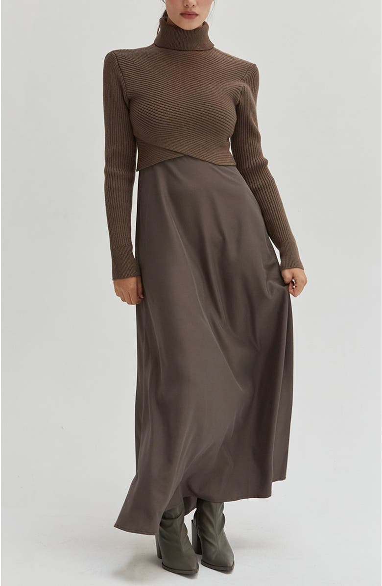 CRESCENT Sweater Top and Dress Set, Alternate, color, Brown