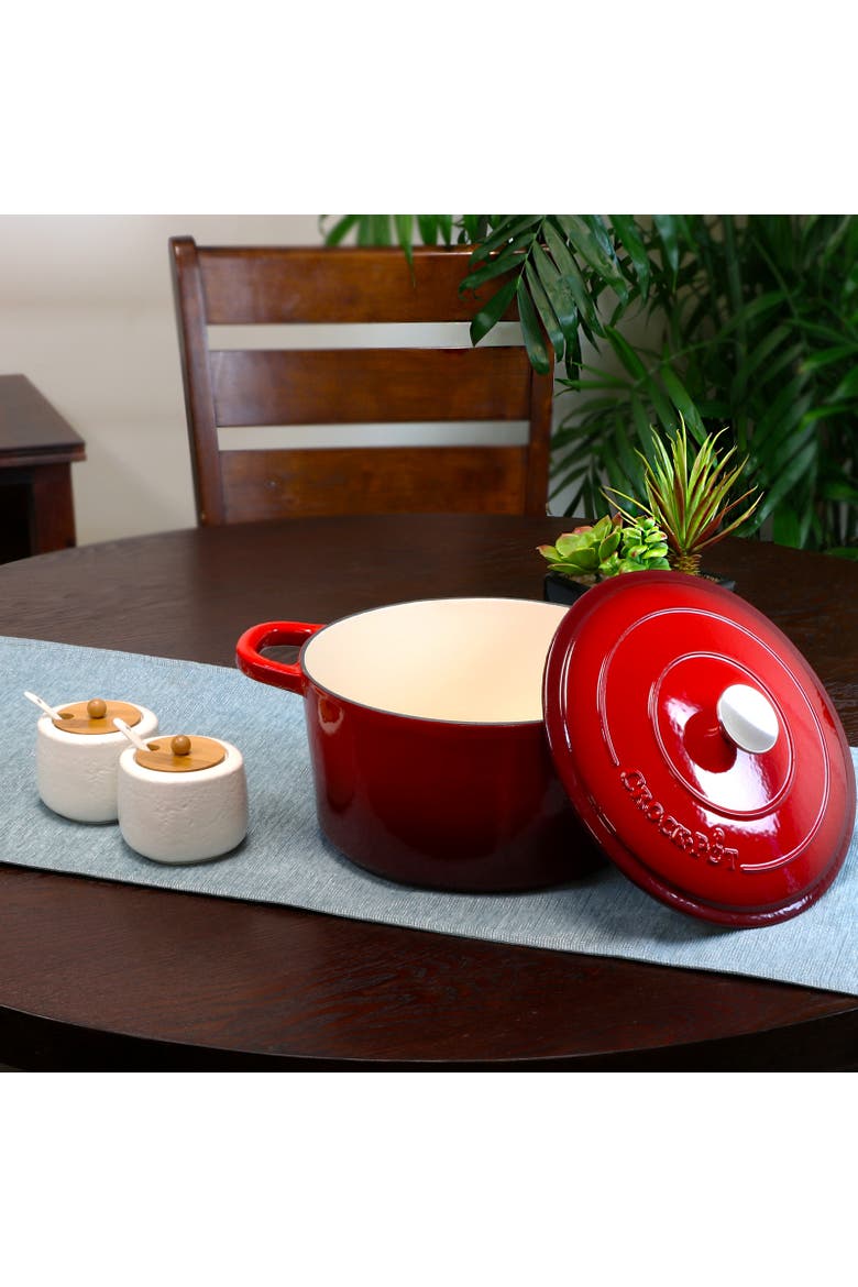 7 Quart Round Cast Iron Dutch Oven, Alternate, color, Red