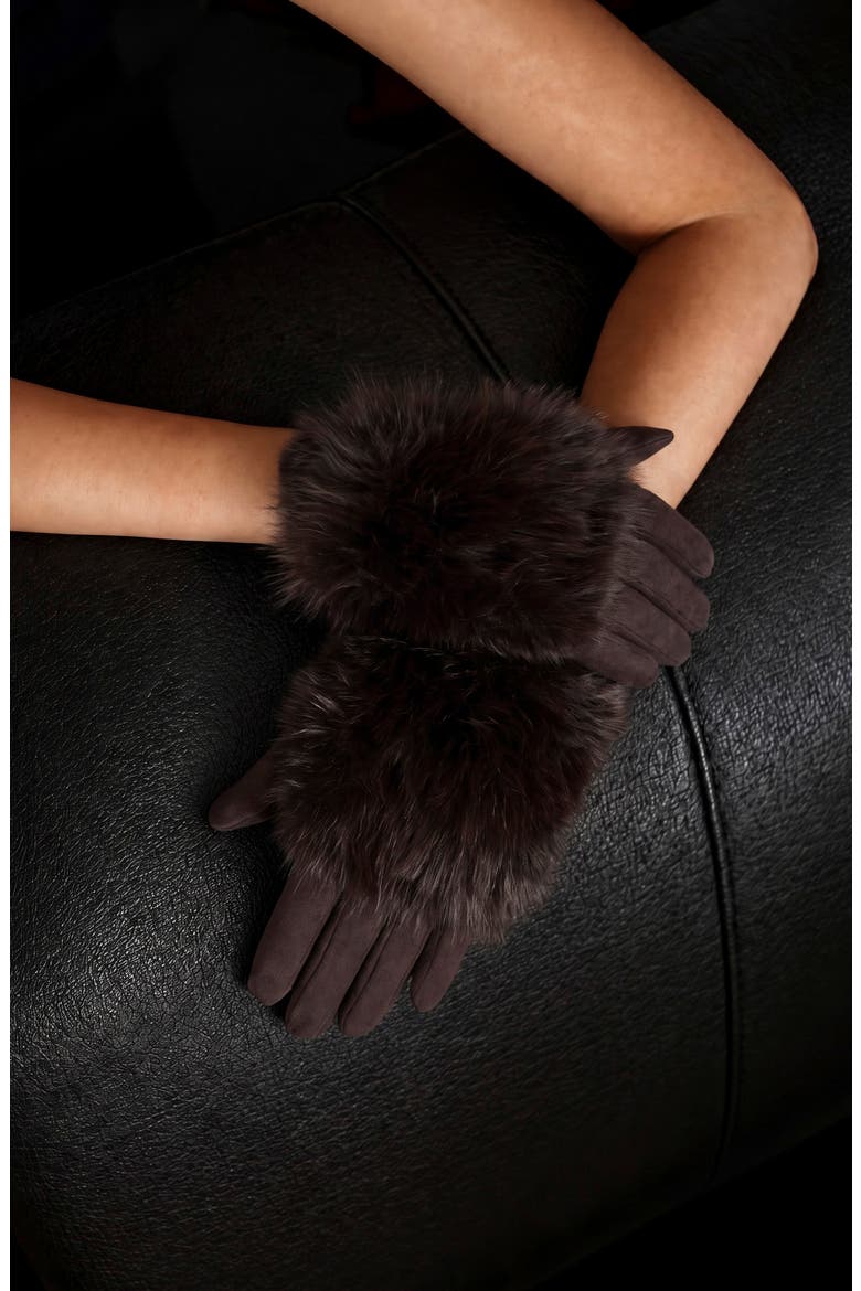Lexa Faux Suede Convertible Gloves, Alternate, color, COFFEE