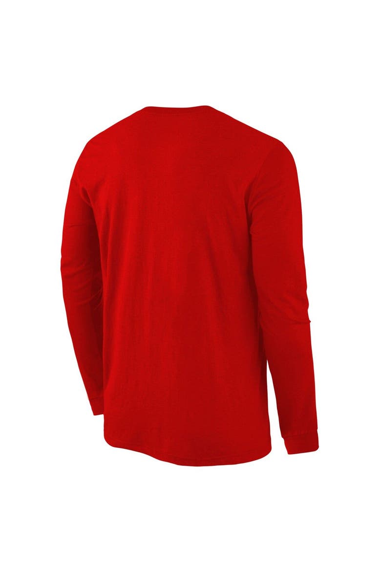 Men's Red Wisconsin Badgers Distressed Arch Over Logo Long Sleeve Hit T-Shirt, Alternate, color, Red