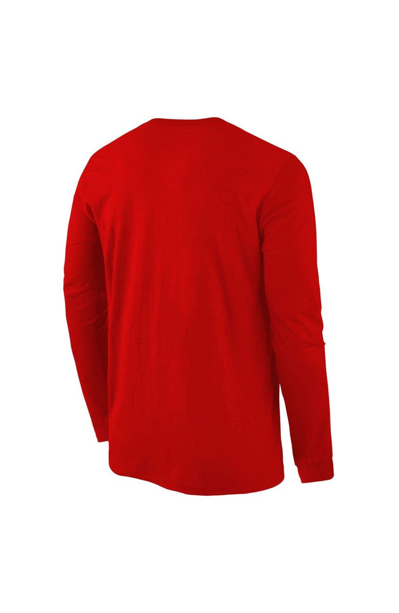 FANATICS Men's Red Wisconsin Badgers Distressed Arch Over Logo Long Sleeve Hit T-Shirt, Alternate, color,