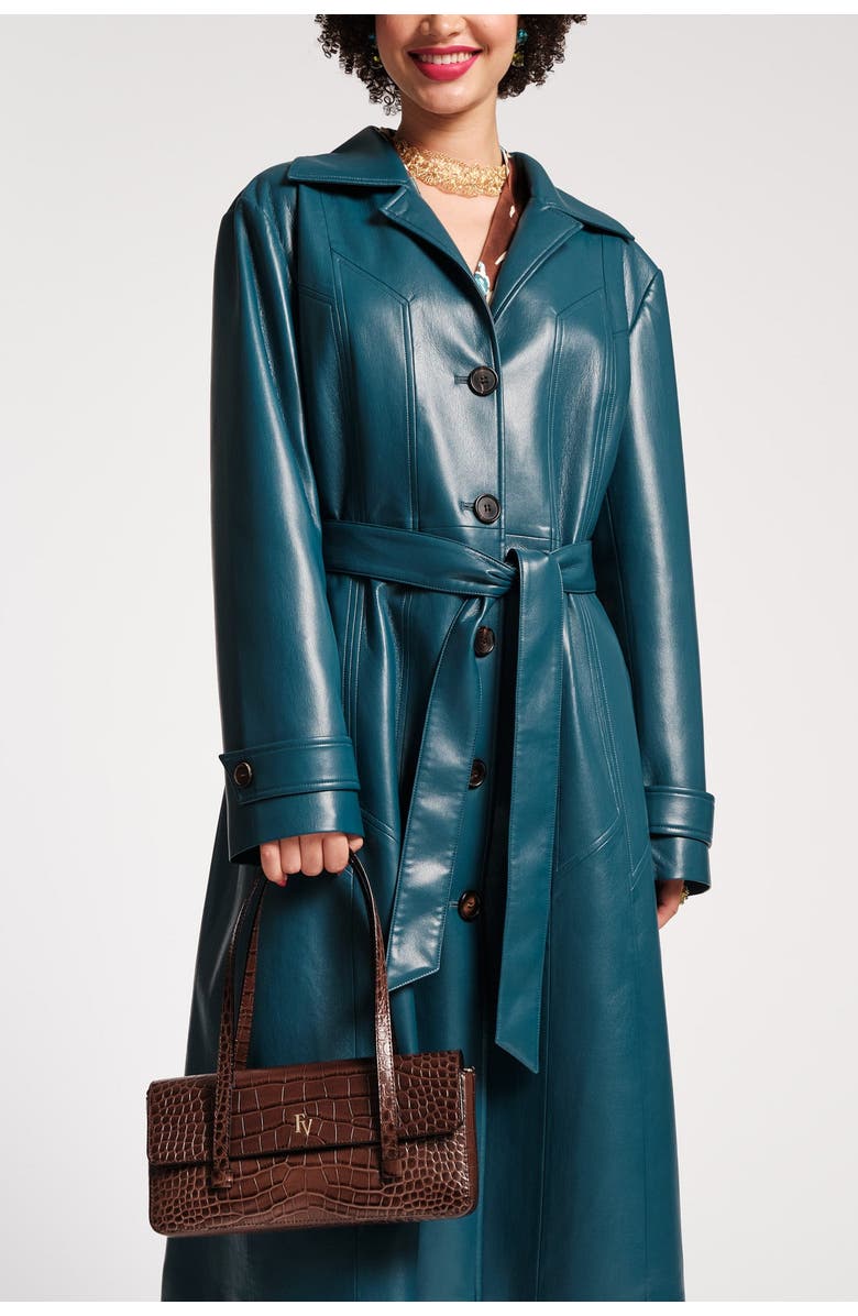 Frances Valentine Chelsea Trench Coat Faux Leather Faux Leather, Alternate, color, 
