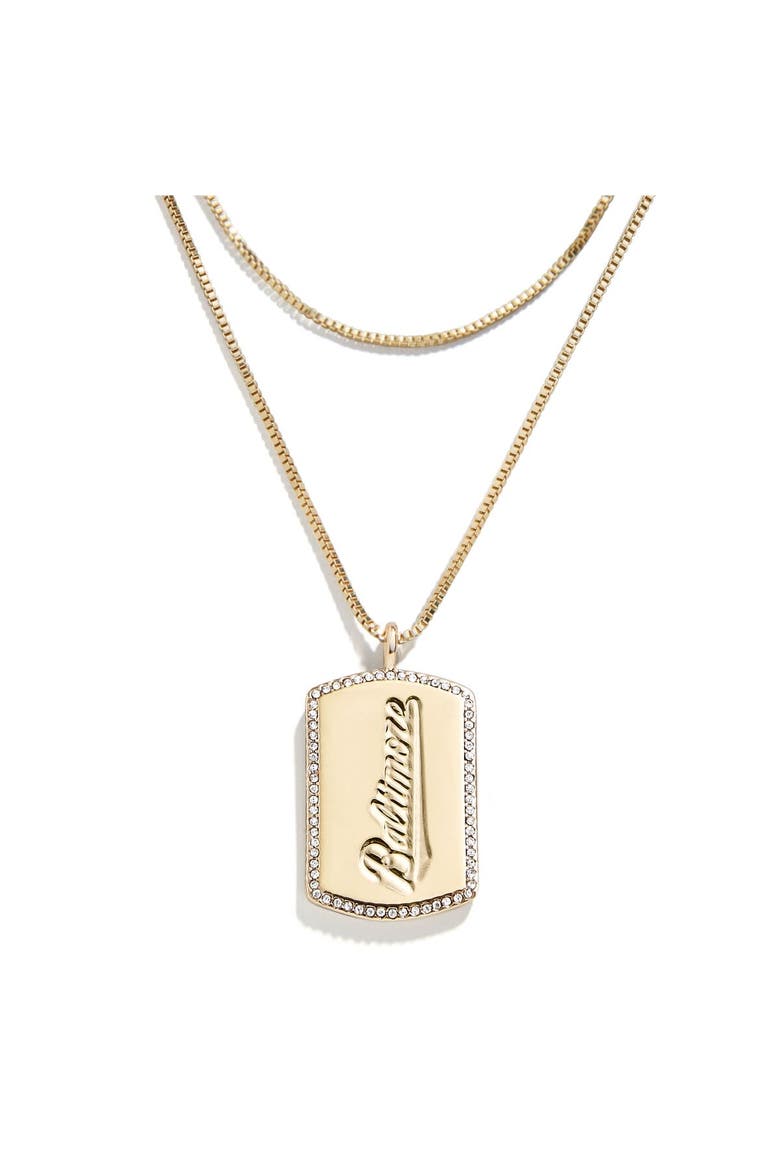 x Baublebar Baltimore Orioles Dog Tag Necklace, Main, color, Gold