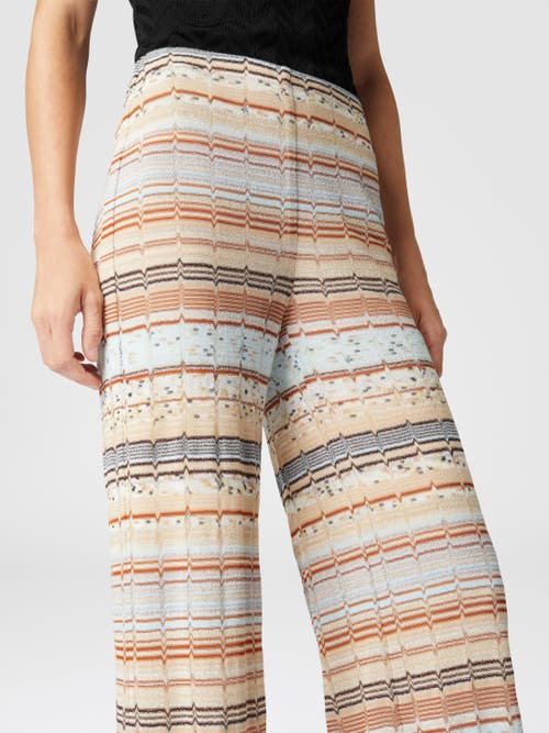 MISSONI MISSONI VISCOSE AND COTTON PALAZZO TROUSERS WITH LAMÉ ZIGZAG FRET 
