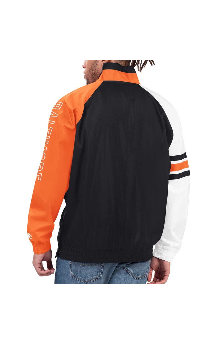 STARTER Men's Starter Black/Orange Baltimore Orioles Elite Raglan Half-Zip Jacket, Alternate, color,