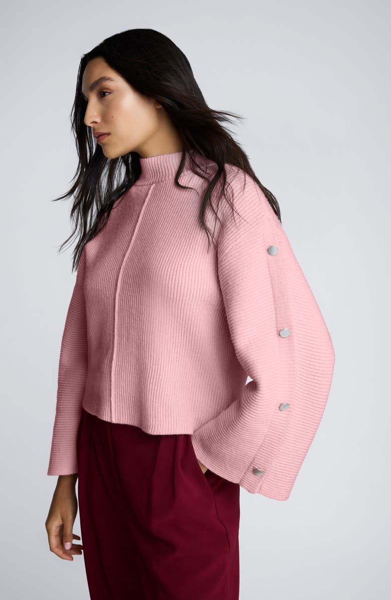 Kenneth Cole Rib Mock Neck Pullover, Alternate, color, Blush Pink