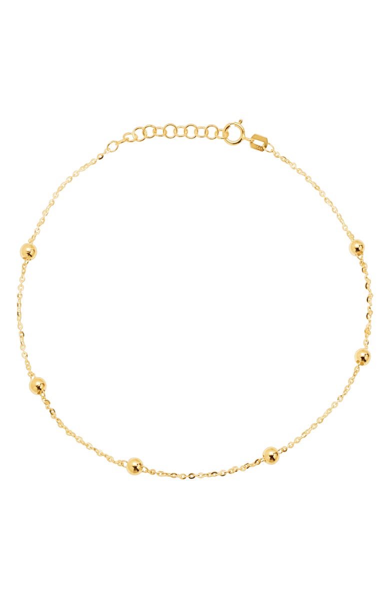 Frankie & Zoe Beaded Station Anklet, Main, color, Yellow Gold