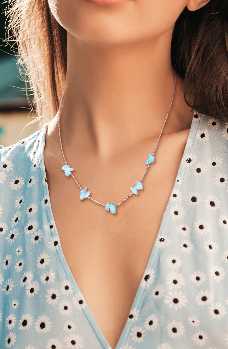 DELMAR Gemstone Station Necklace, Alternate, color, Blue