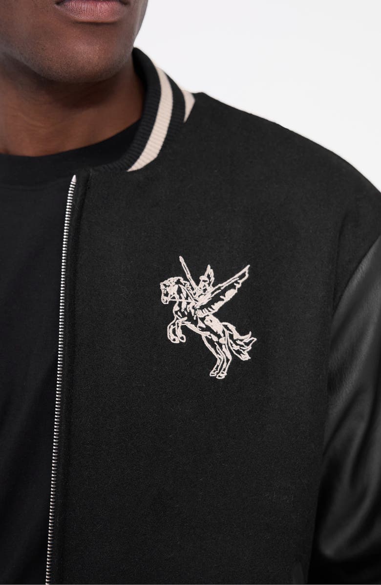 Represent Bellerophon Mixed Media Varsity Jacket, Alternate, color, 