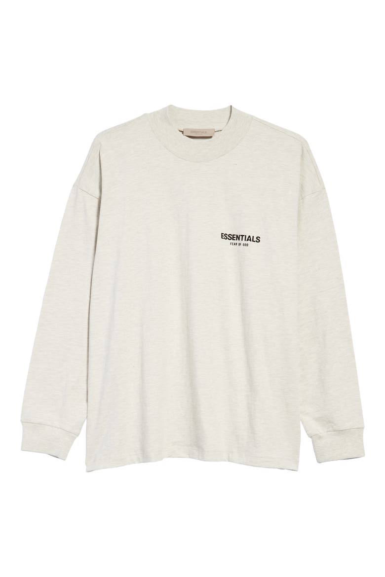Essentials Logo Long Sleeve T-Shirt, Alternate, color, LIGHT OATMEAL
