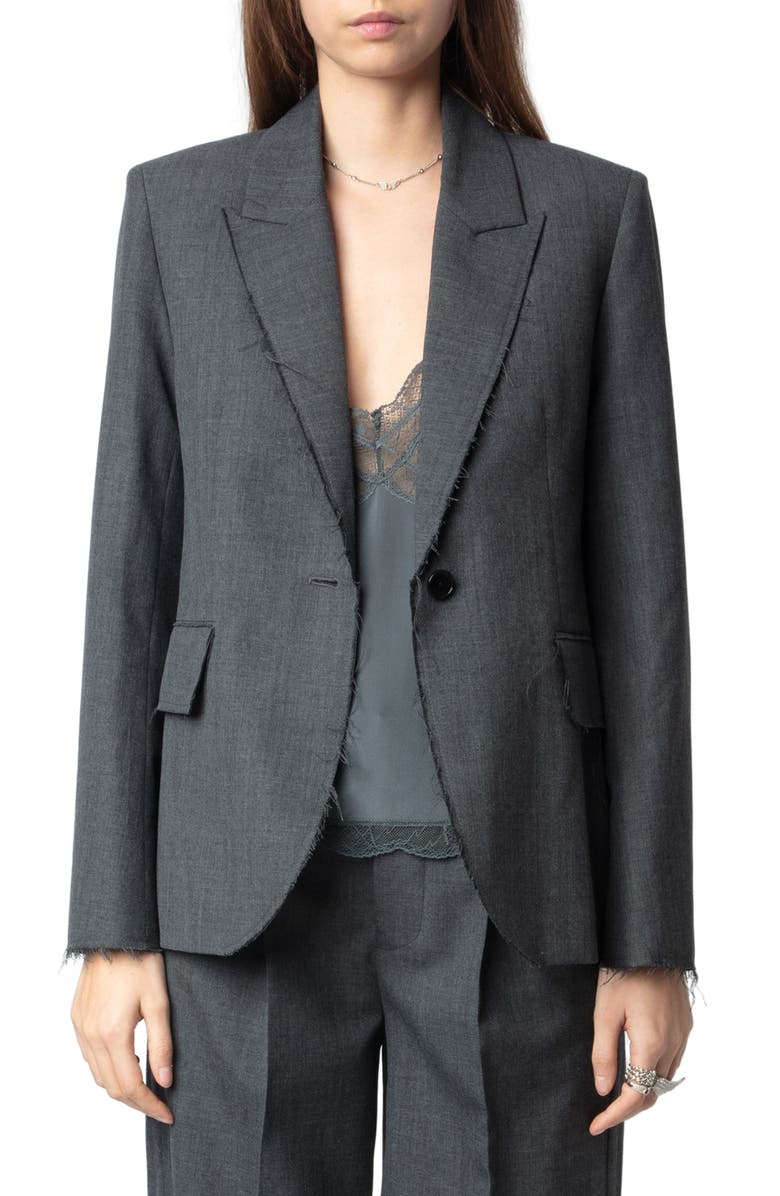 Zadig & Voltaire Vavy Raw Edge Jacket, Main, color, 