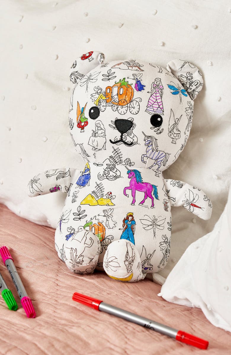 Eat Sleep Doodle Artie Bear Color-in Teddy Bear, Alternate, color, White