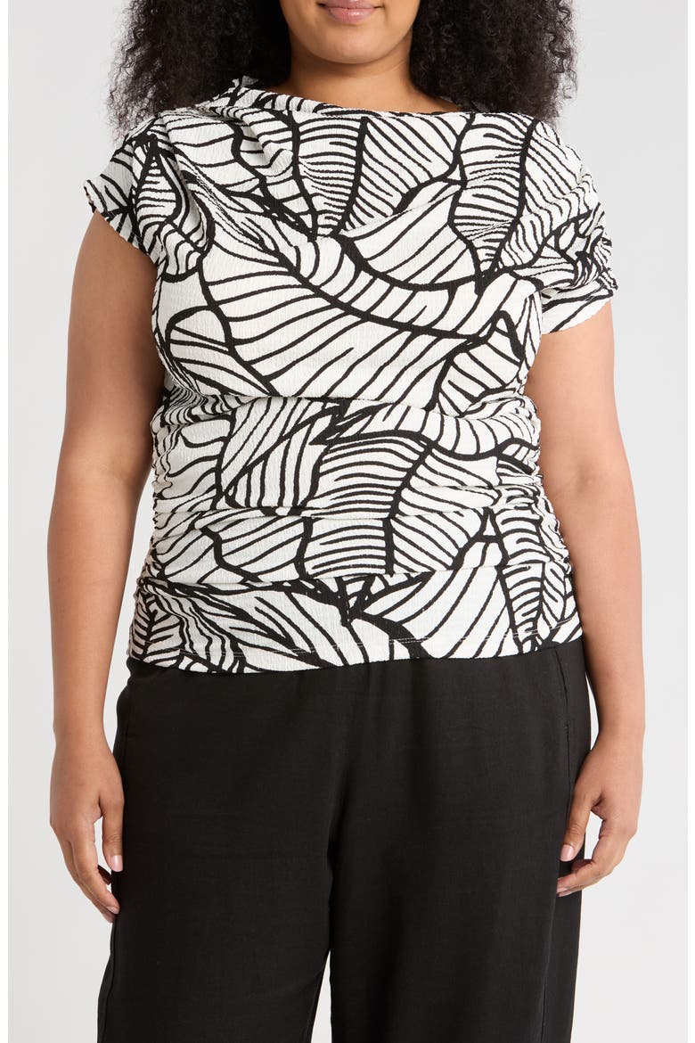 Funnel Neck Top, Main, color, WHITE/ BLACK