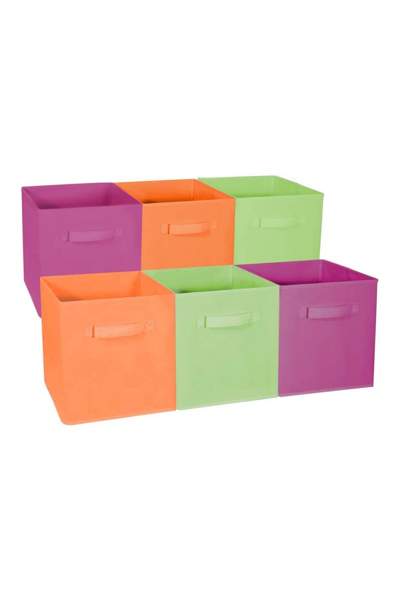 Home Storage Bundle Drawer & Closet Bins - Set of 6, Main, color, PURPLE/GREEN/ORANGE
