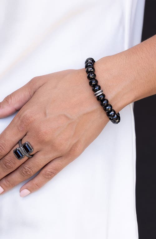 Sheryl Lowe Spinel 10mm Bead Bracelet With Silver And Black Diamond Rondelles