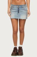EDIKTED Emree Distressed Denim Miniskirt