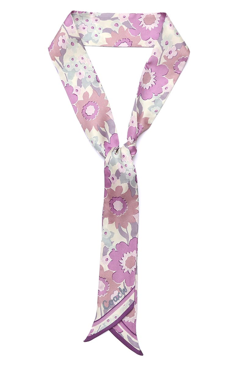 COACH Laurel Floral Skinny Silk Scarf, Alternate, color, 