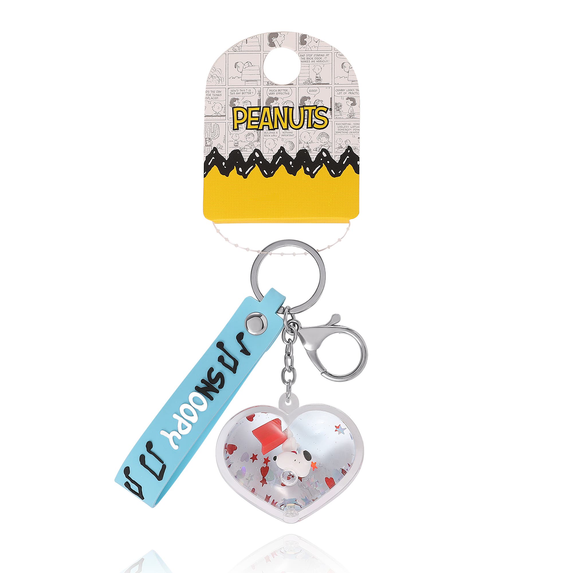 PEANUTS Snoopy Heart Liquid Keychain, Alternate, color, Bright Blue