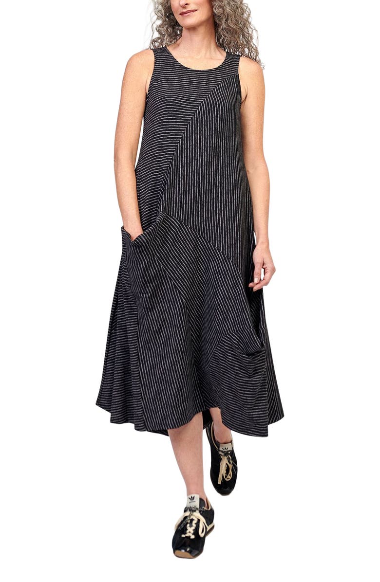 Alembika Striped sleeveless maxi with draped pocket, Main, color, 