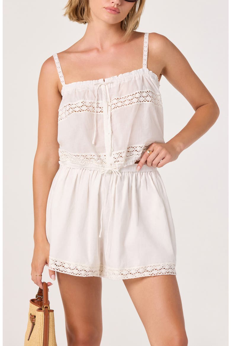Abrielle Embroidered Detail Cotton Top, Main, color, OFF WHITE