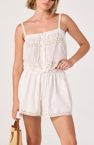 ASTR the Label Abrielle Embroidered Detail Cotton Top