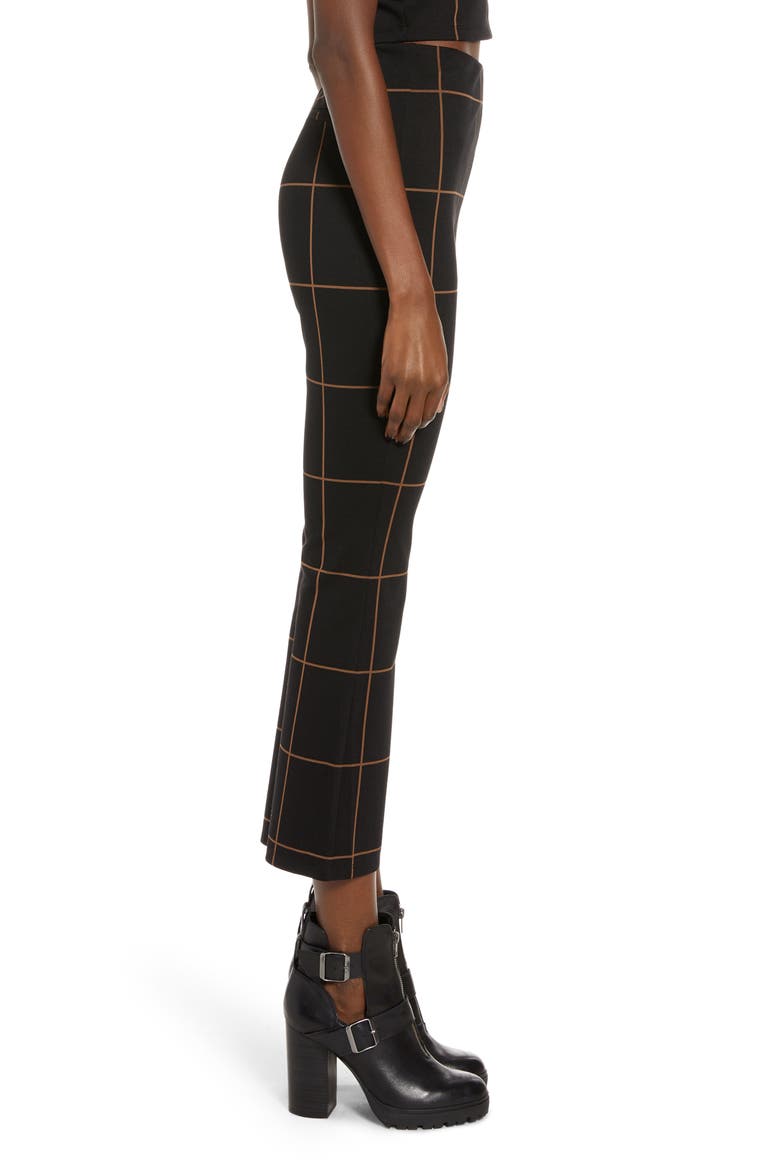 Ponte High Waist Kick Flare Pants, Alternate, color, BLACK TAN THIN GRID