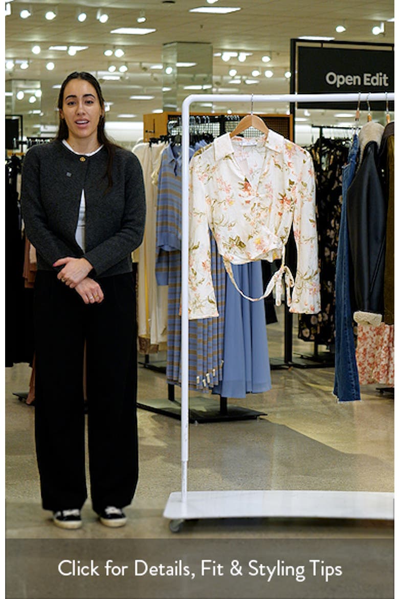 Floral Long Sleeve Linen Blend Wrap Top video