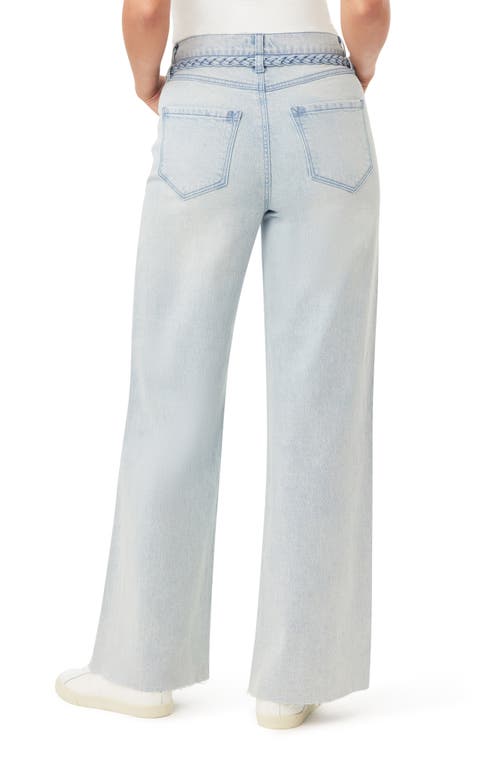 Kensie Carla Belted Wide Leg Jeans In Blue
