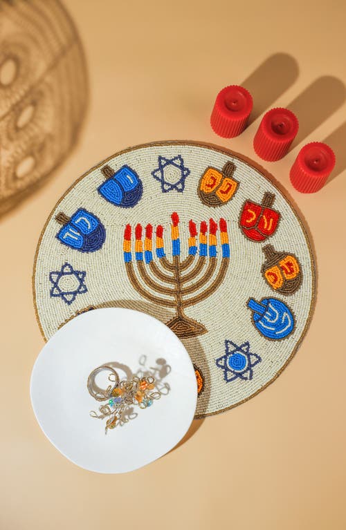 Tiramisu The Holiday Joy Beaded Menorah Placemat In Multi
