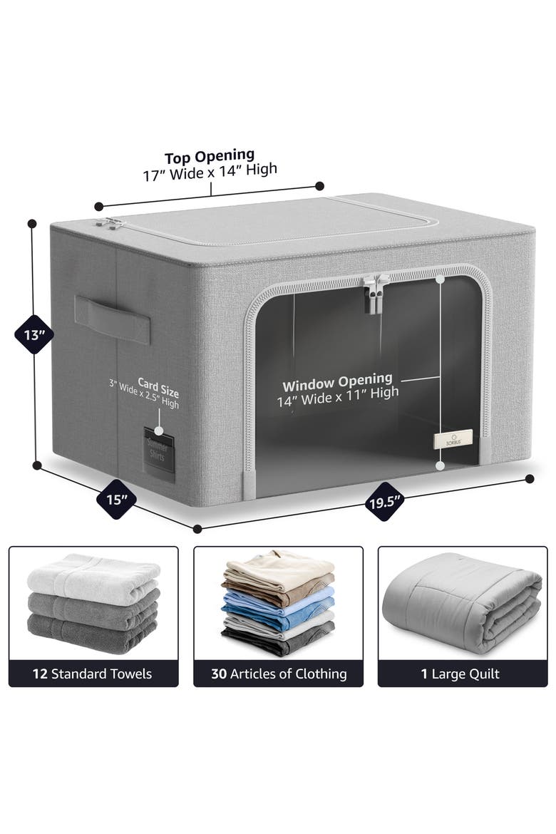 6-Pack Medium Foldable Storage Bins, Alternate, color, GRAY