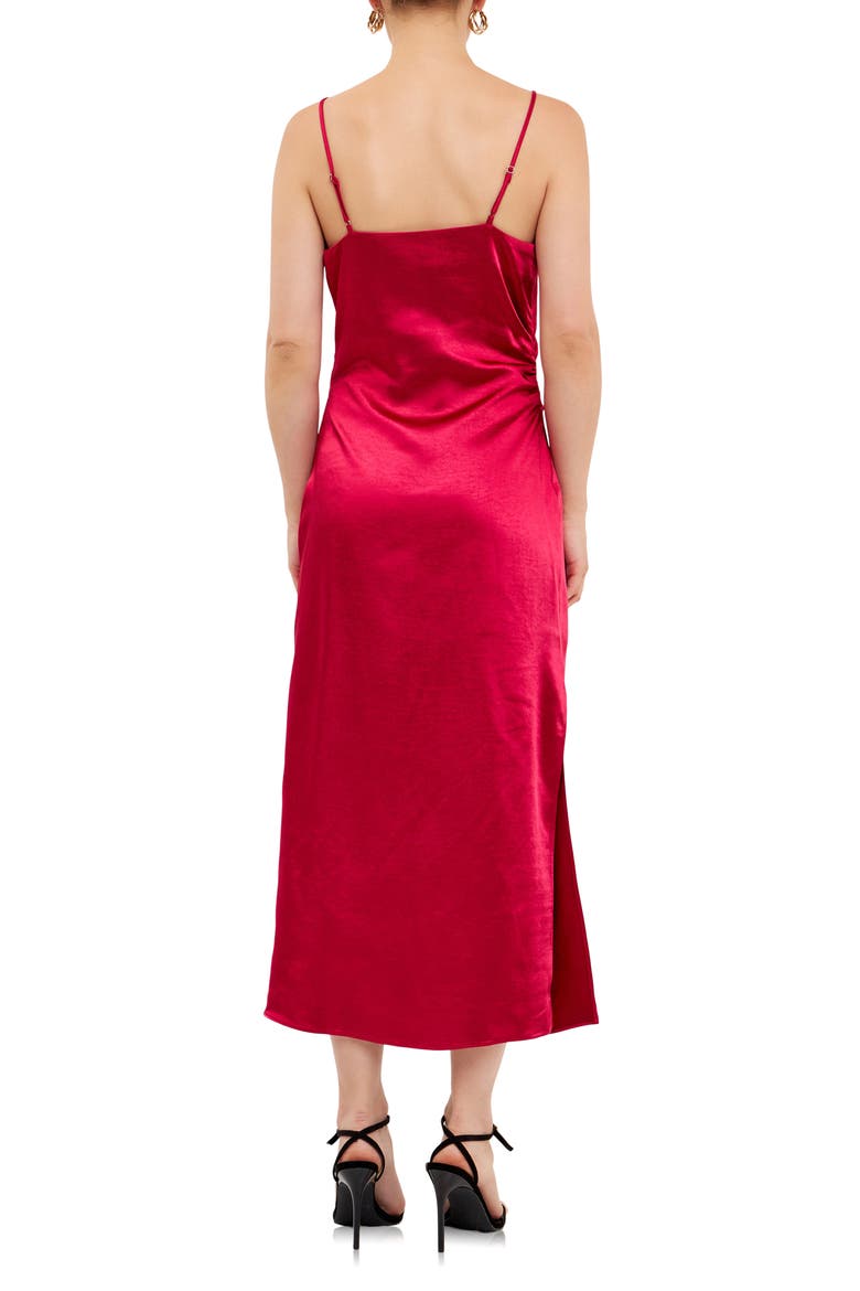Surplice Satin Slipdress, Alternate, color, ROUGE